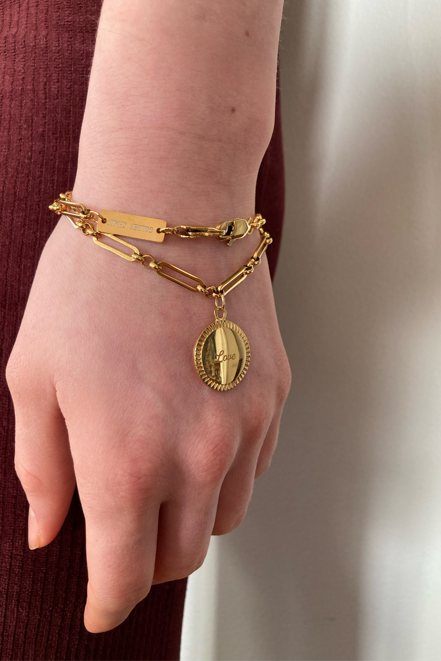 Chaîne de téléphone, bijou de téléphone en acier inoxydable doré à l'or fin 18K
