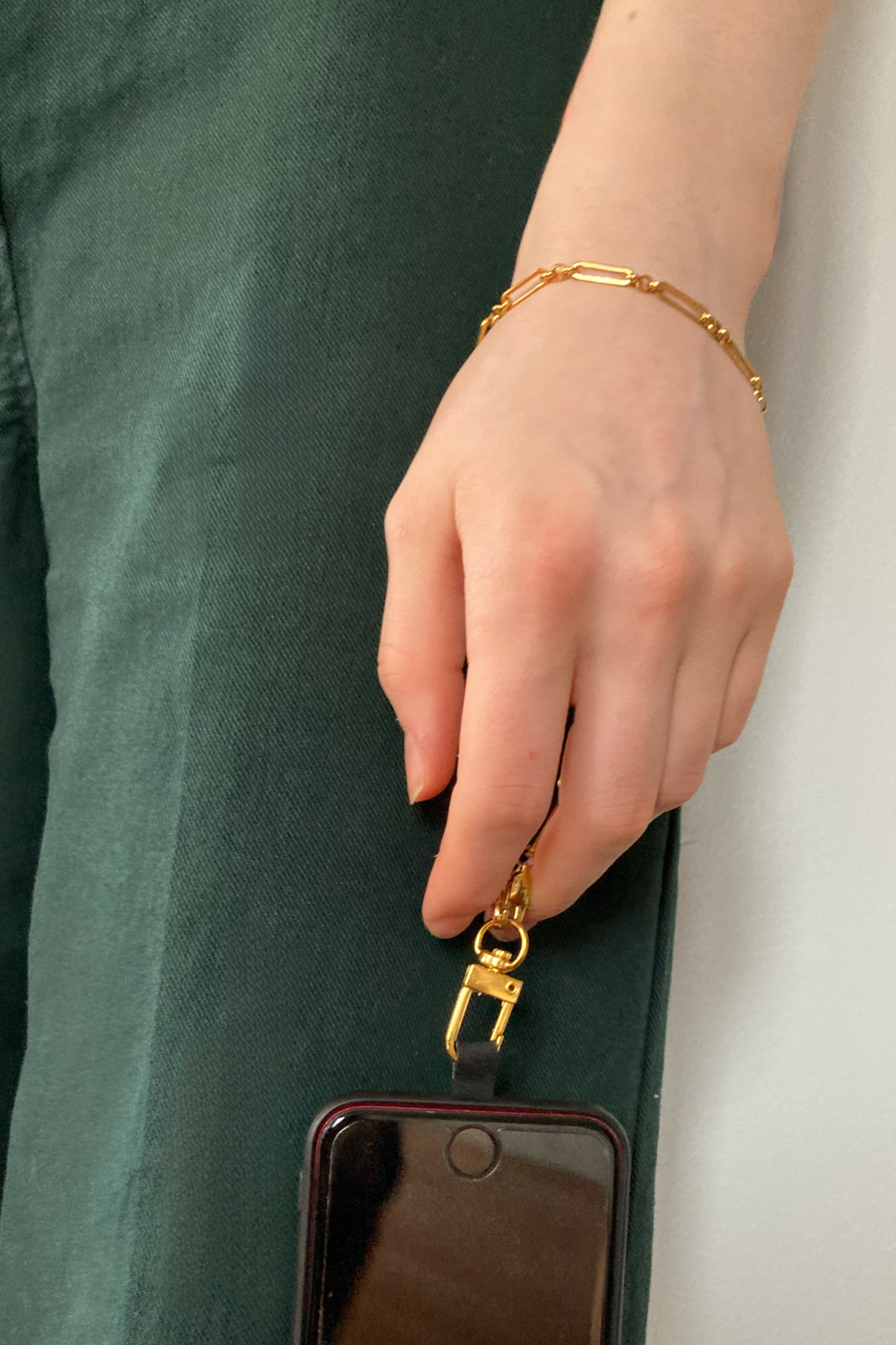 Chaîne de téléphone, bijou de téléphone en acier inoxydable doré à l'or fin 18K