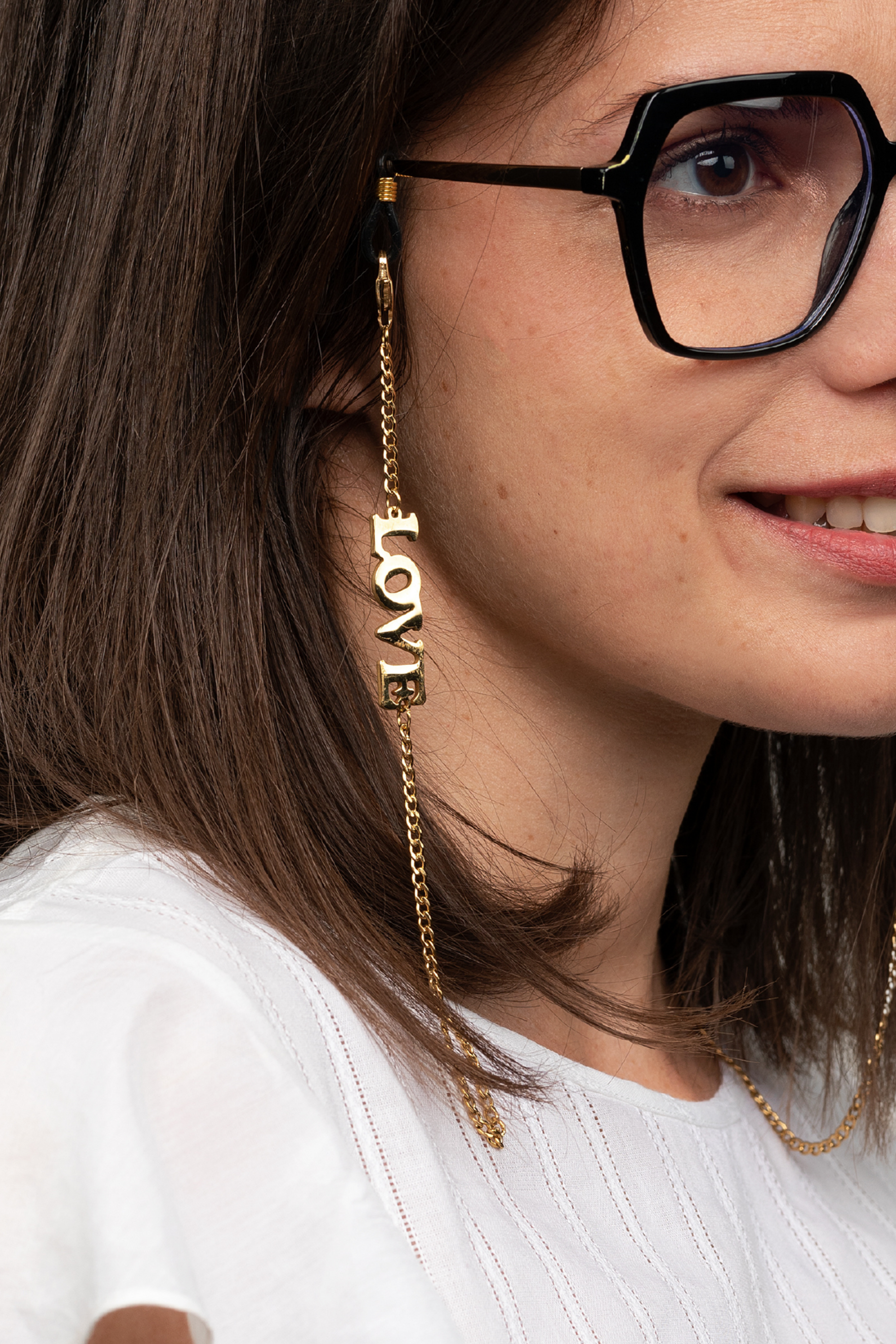 GOLDEN CHAIN - Chaîne pour AirPods ou lunettes en acier inoxydable doré à l'or fin 18K