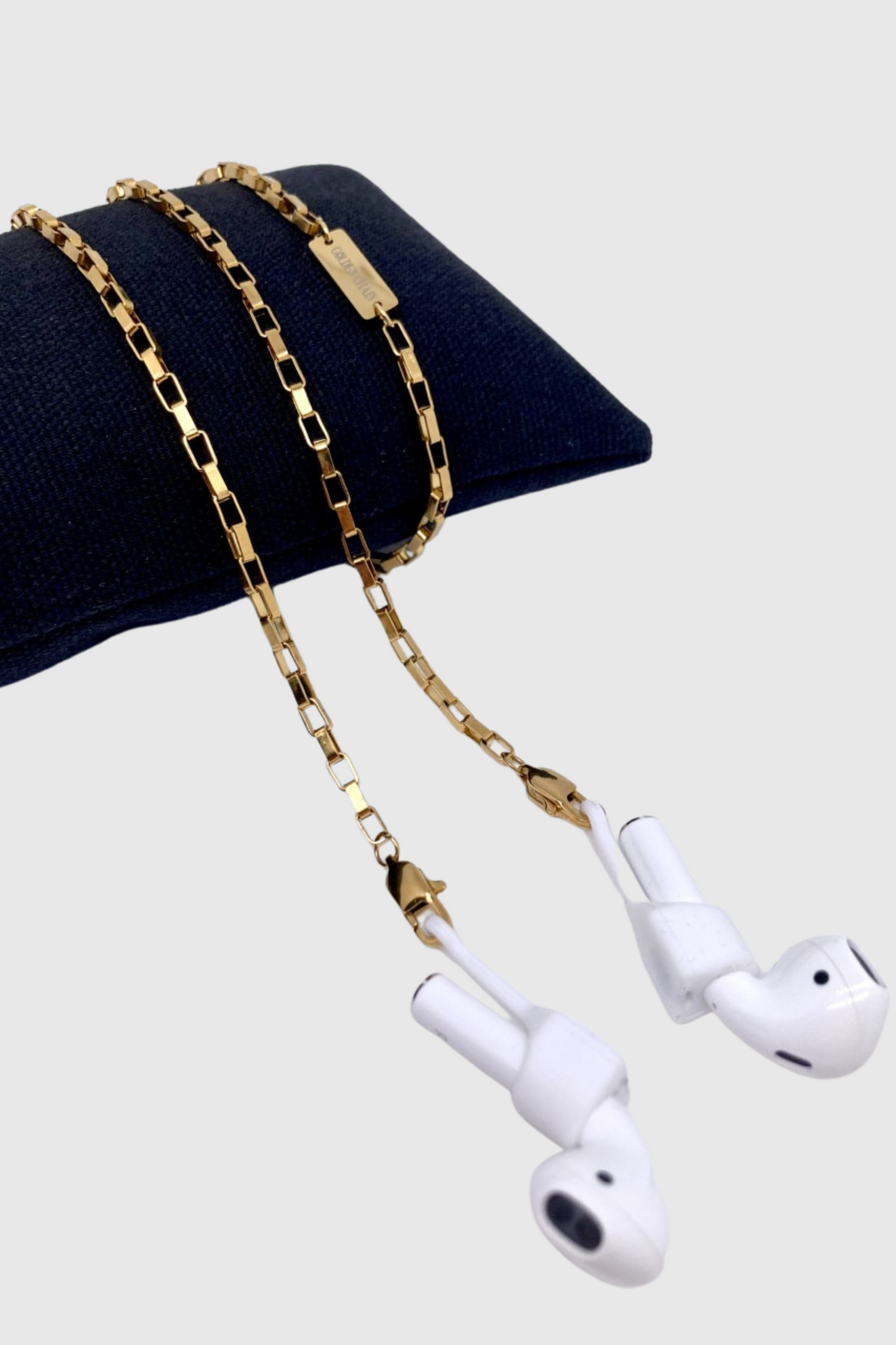 GOLDEN CHAIN - Chaîne pour AirPods ou chaîne de lunettes en acier inoxydable doré à l'or fin 18K