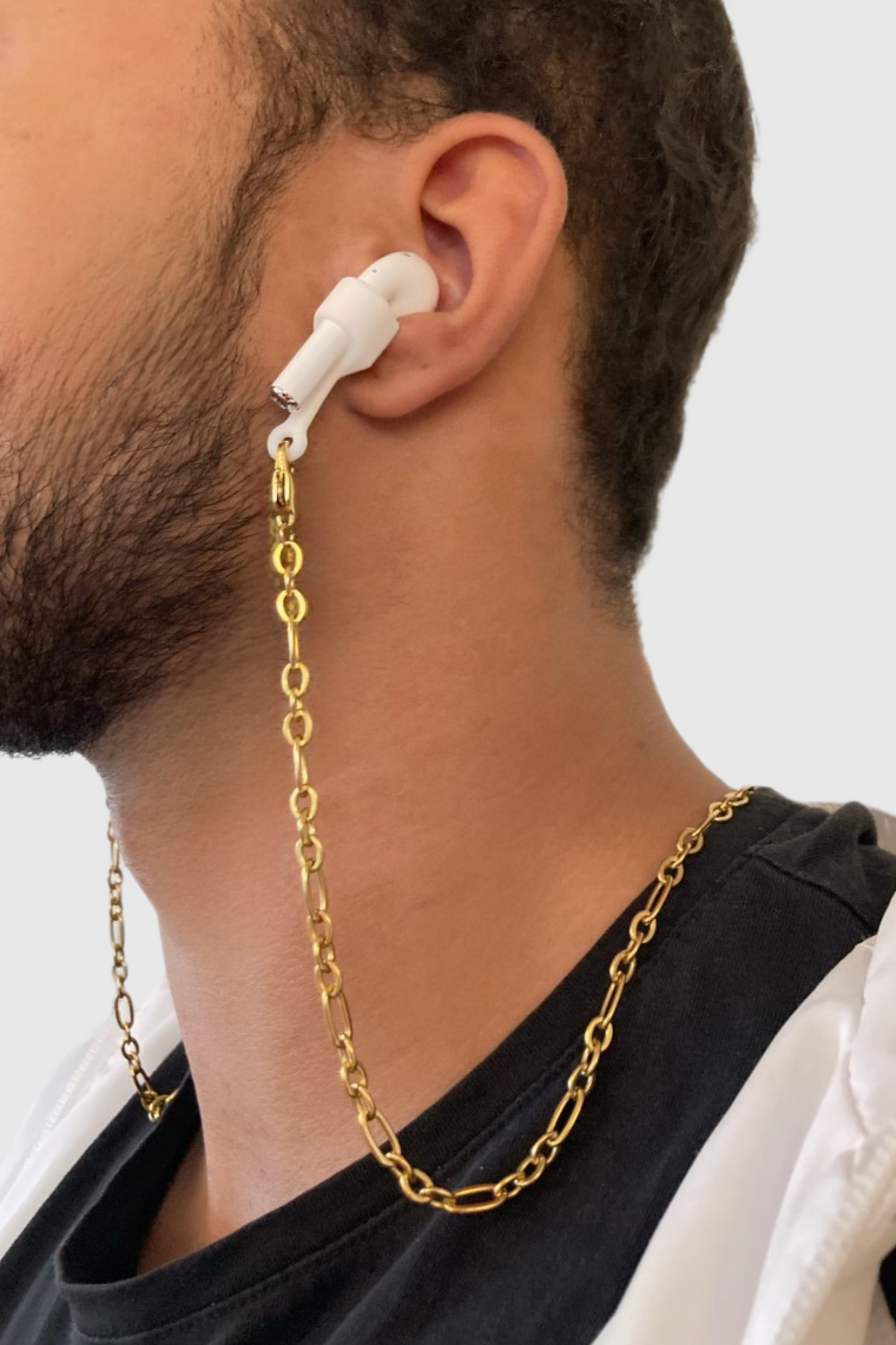 GOLDEN CHAIN - Chaîne pour AirPods ou chaîne de lunettes en acier inoxydable doré à l'or fin 18K