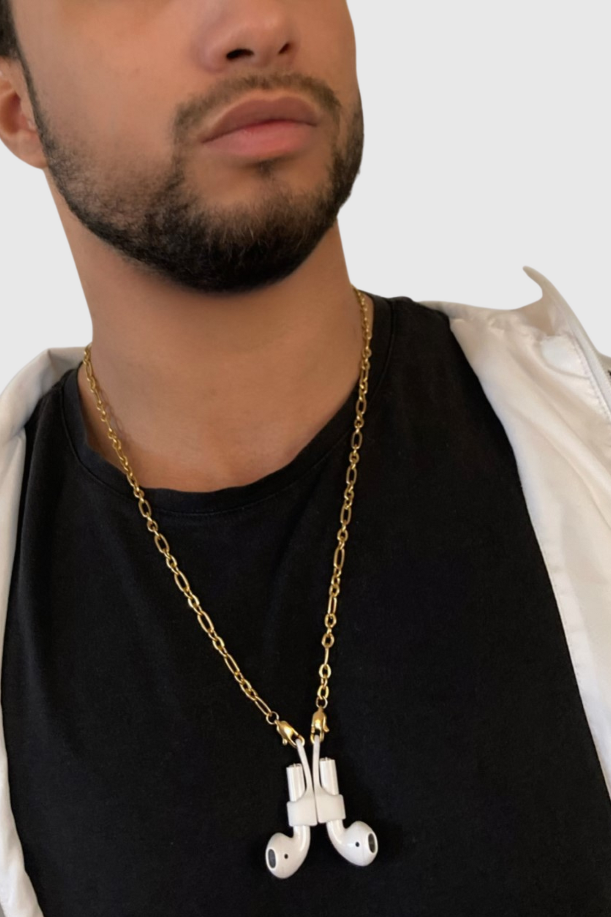 GOLDEN CHAIN - Chaîne pour AirPods ou chaîne de lunettes en acier inoxydable doré à l'or fin 18K