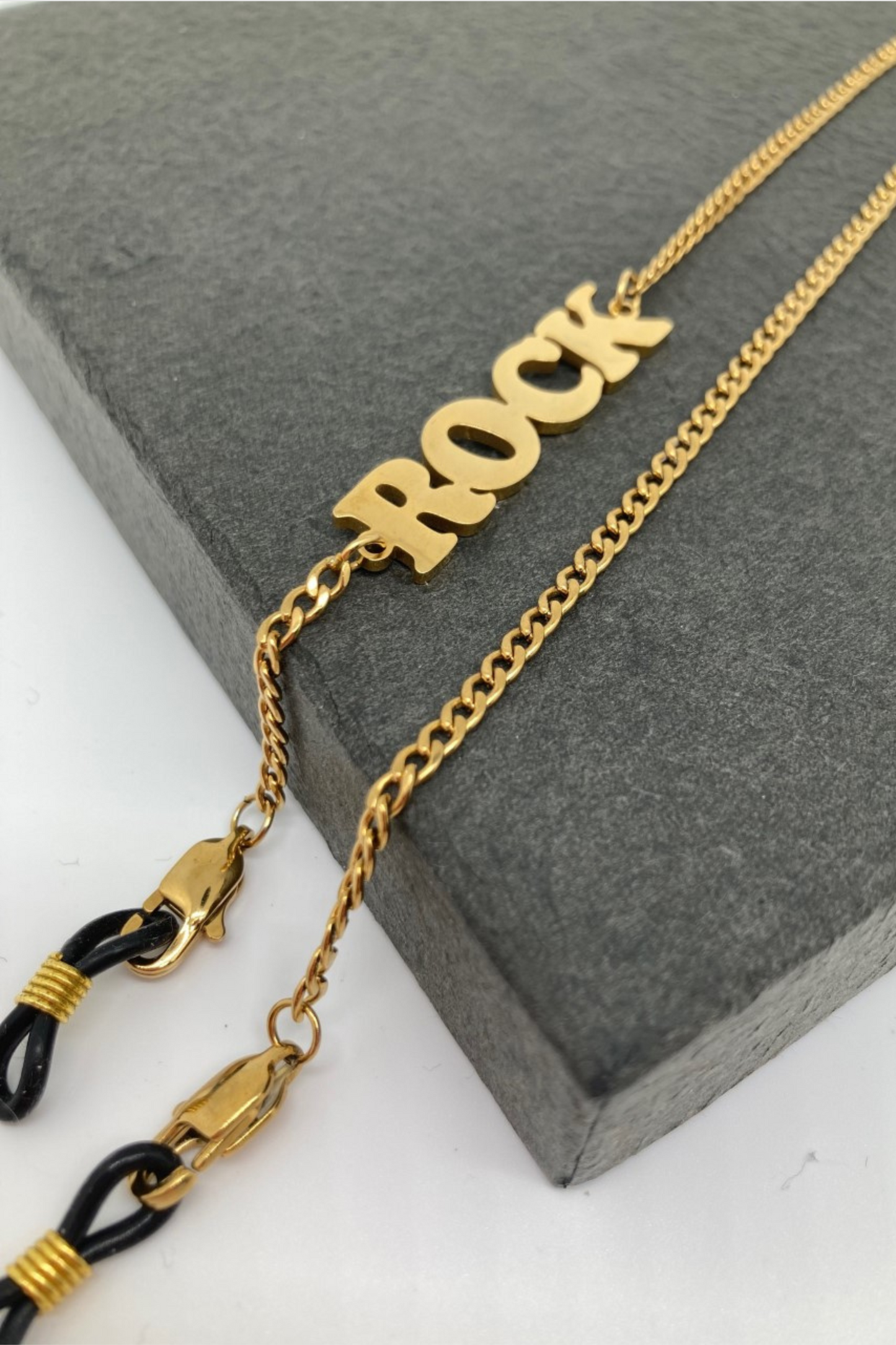 GOLDEN CHAIN - Chaîne pour AirPods ou lunettes en acier inoxydable doré à l'or fin 18K