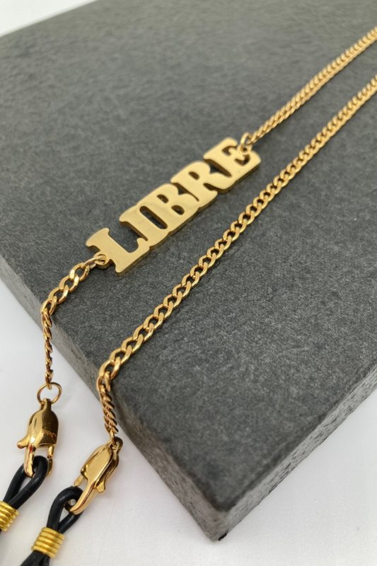 GOLDEN CHAIN - Chaîne de lunettes tendance et originale en acier inoxydable doré à l'or fin 18K