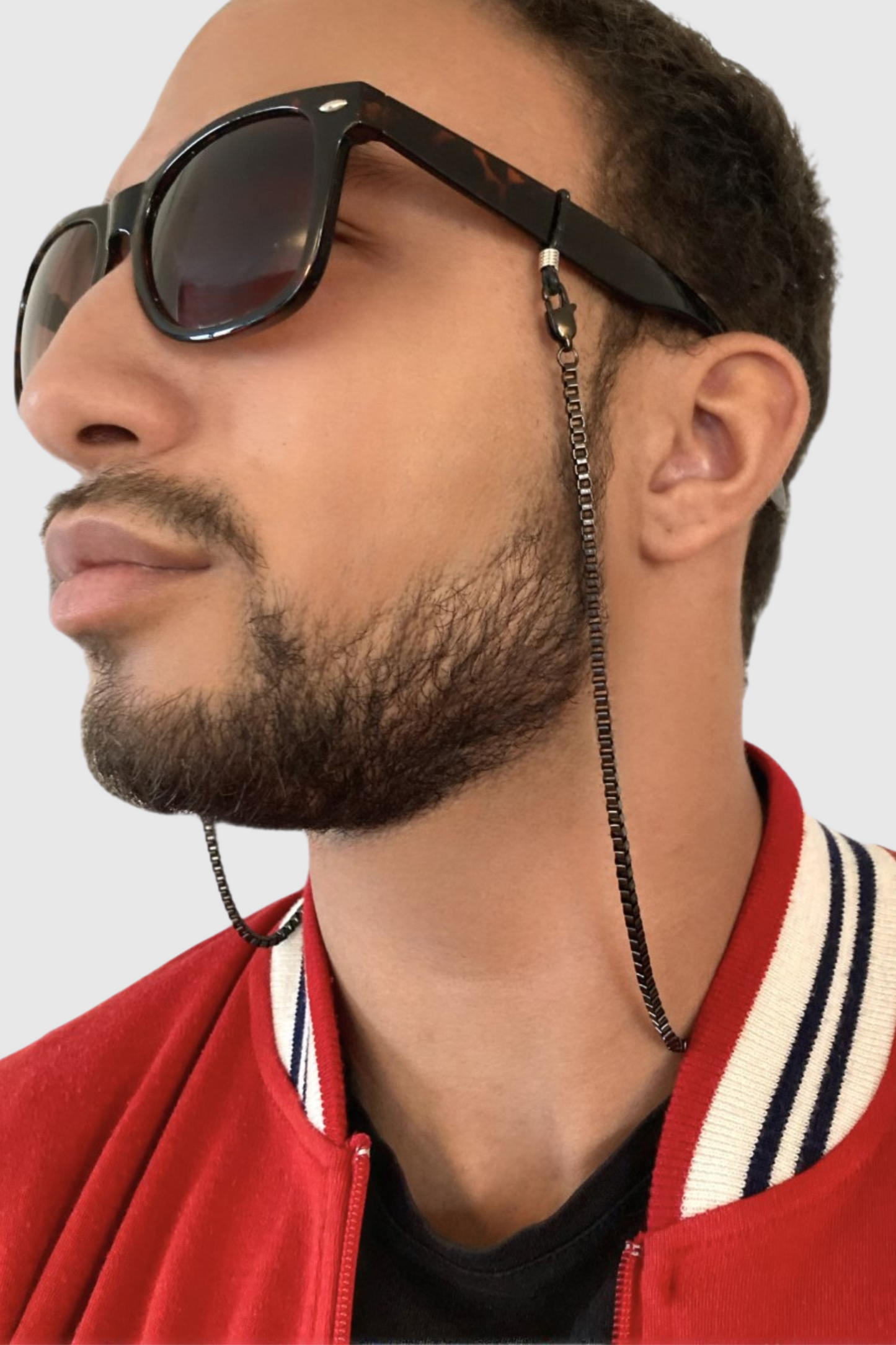 GOLDEN CHAIN - Chaîne pour AirPods ou chaîne de lunettes en acier inoxydable laqué noir