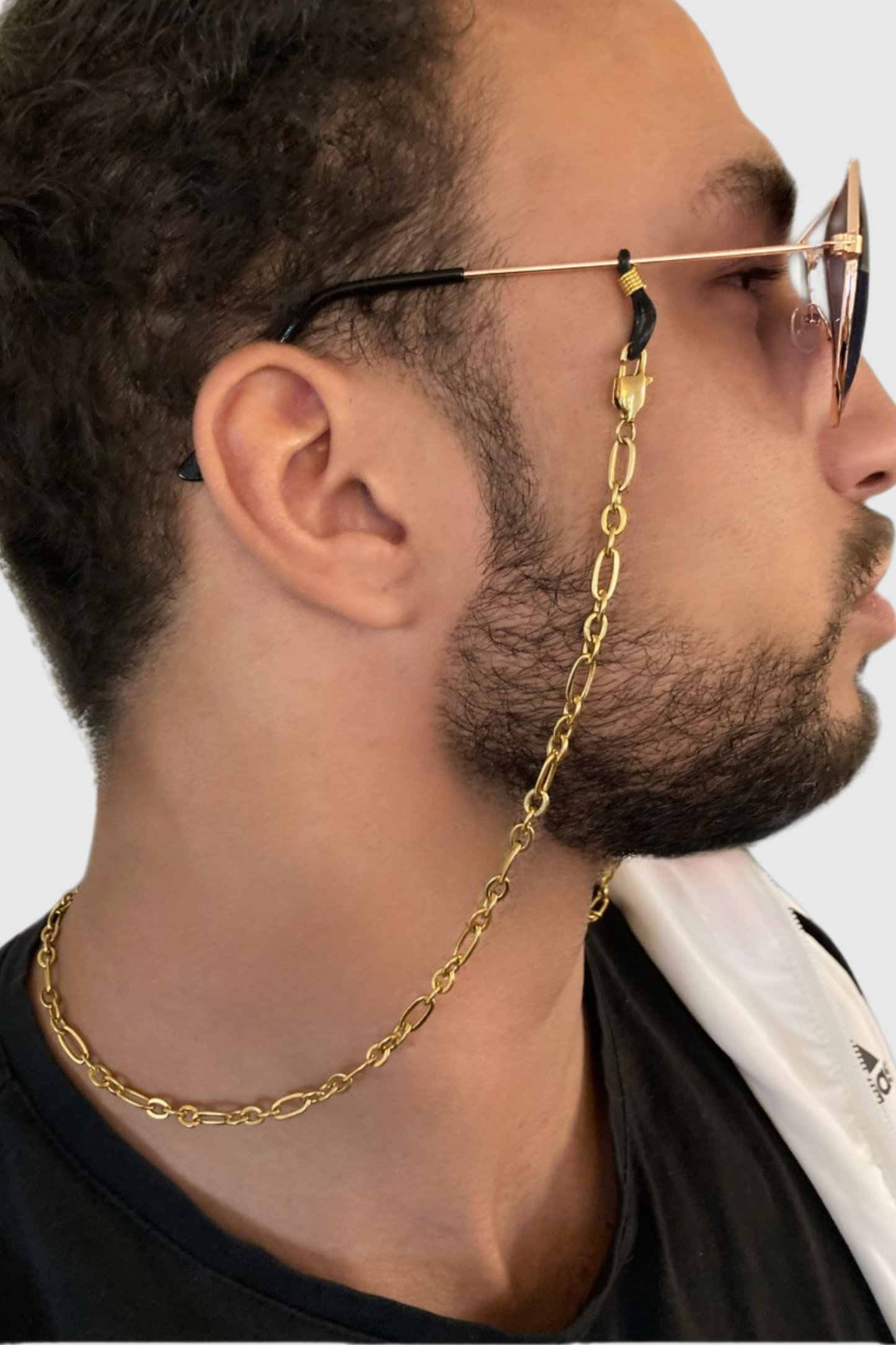 GOLDEN CHAIN - Chaîne pour AirPods ou chaîne de lunettes en acier inoxydable doré à l'or fin 18K