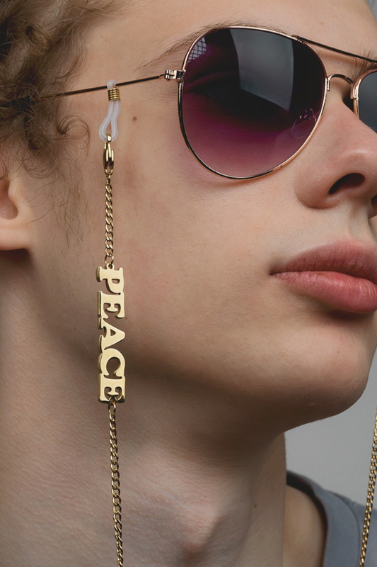 GOLDEN CHAIN - Chaîne pour AirPods ou lunettes en acier inoxydable doré à l'or fin 18K