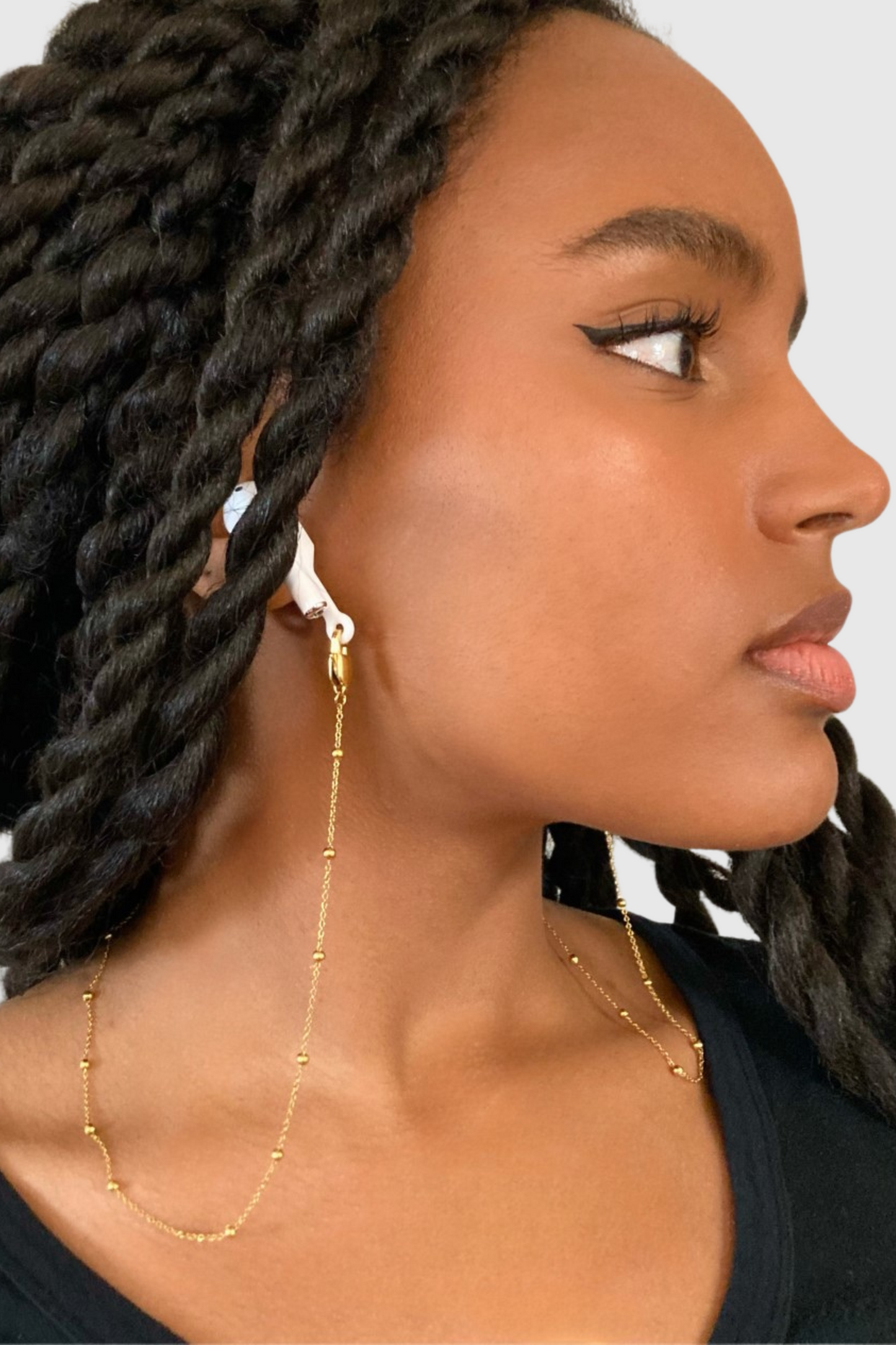 GOLDEN CHAIN - Chaîne pour AirPods ou chaîne de lunettes en acier inoxydable doré à l'or fin 18K