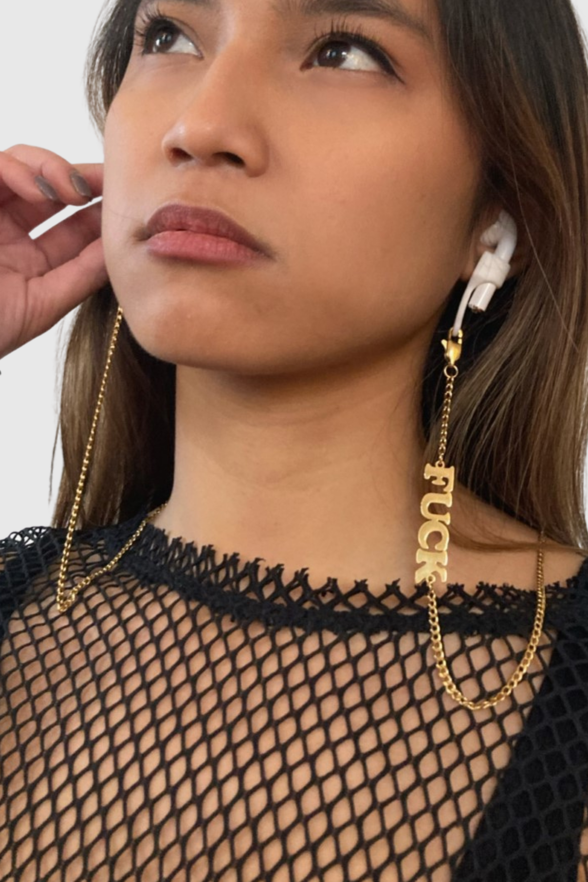 GOLDEN CHAIN - Chaîne pour AirPods ou lunettes en acier inoxydable doré à l'or fin 18K